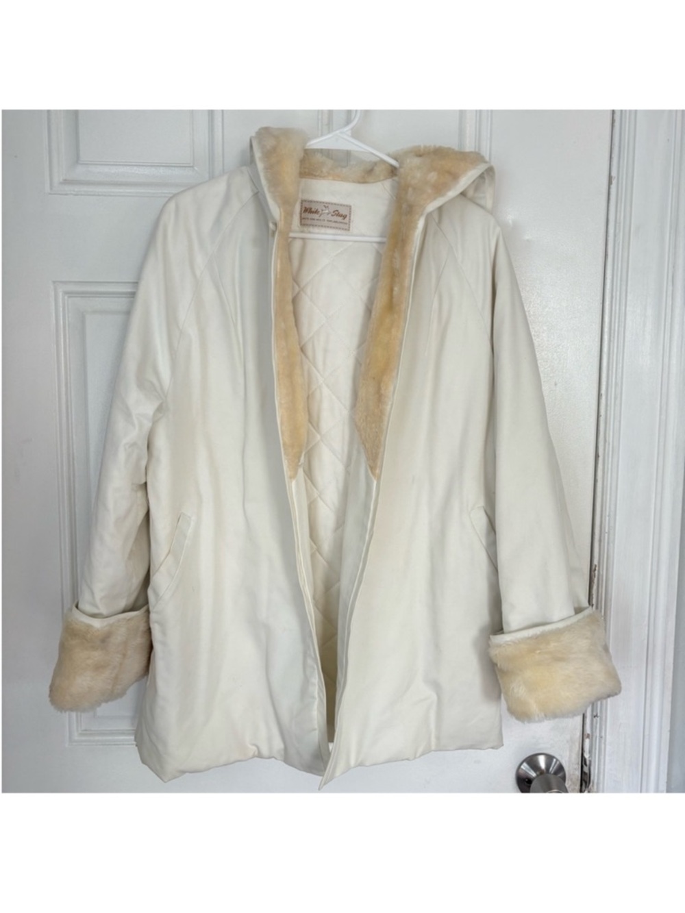 Vintage Cream Parka with Faux Fur Trim